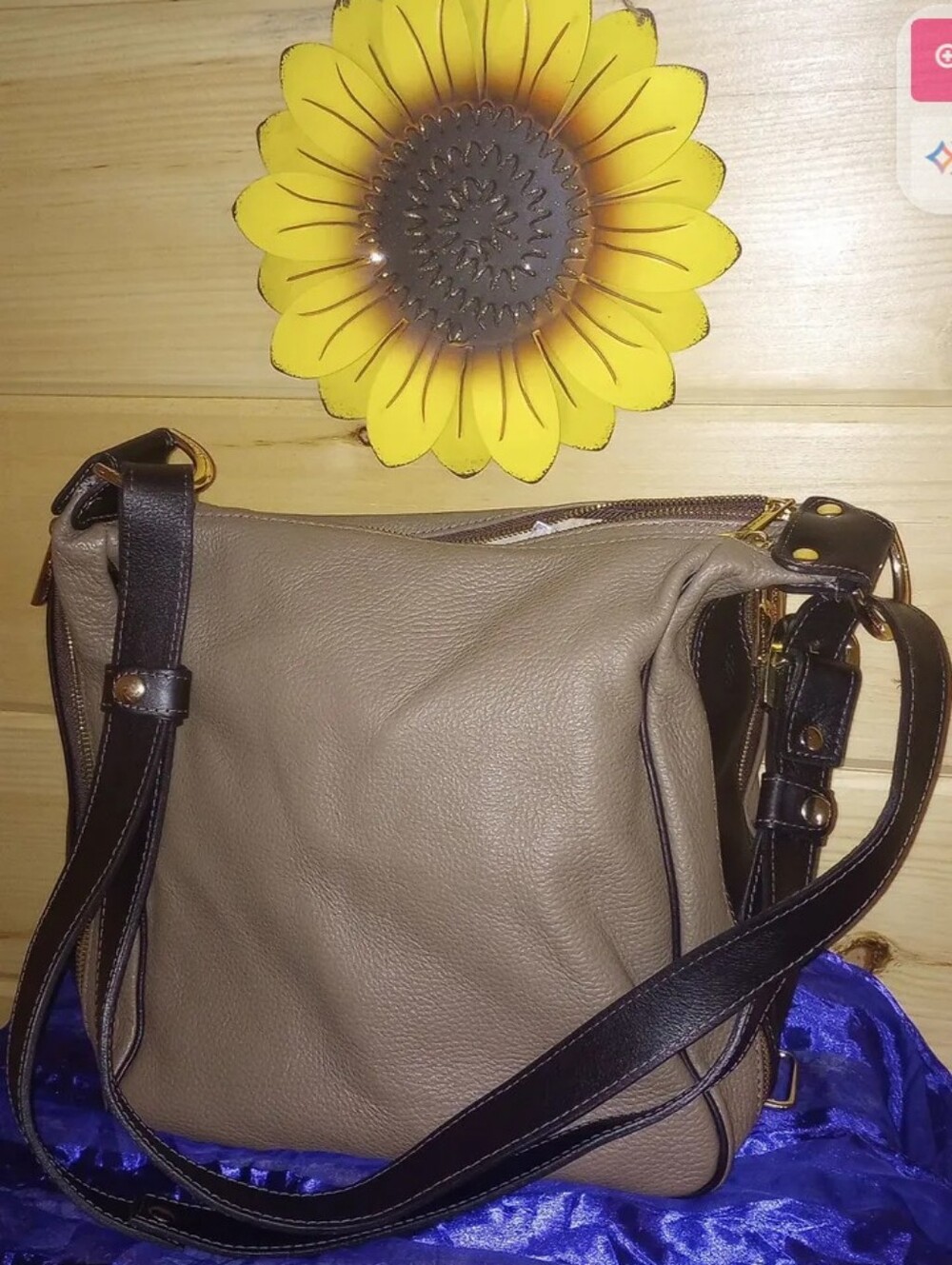 Valentina Dark Brown Leather Label on Cream Lining